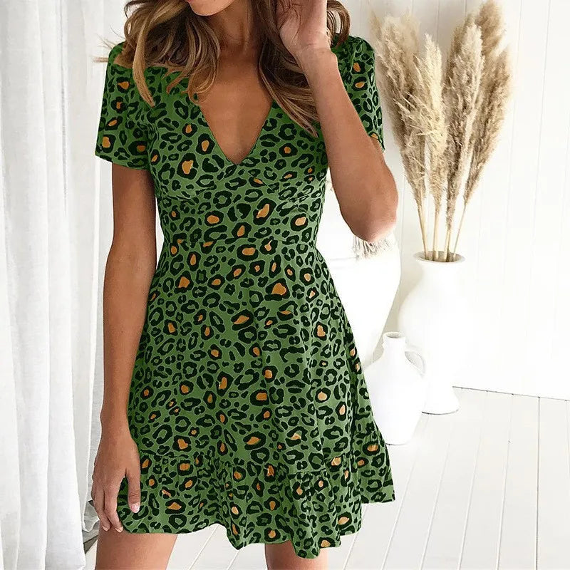 Valenzora | Mini summer dress with leopard print