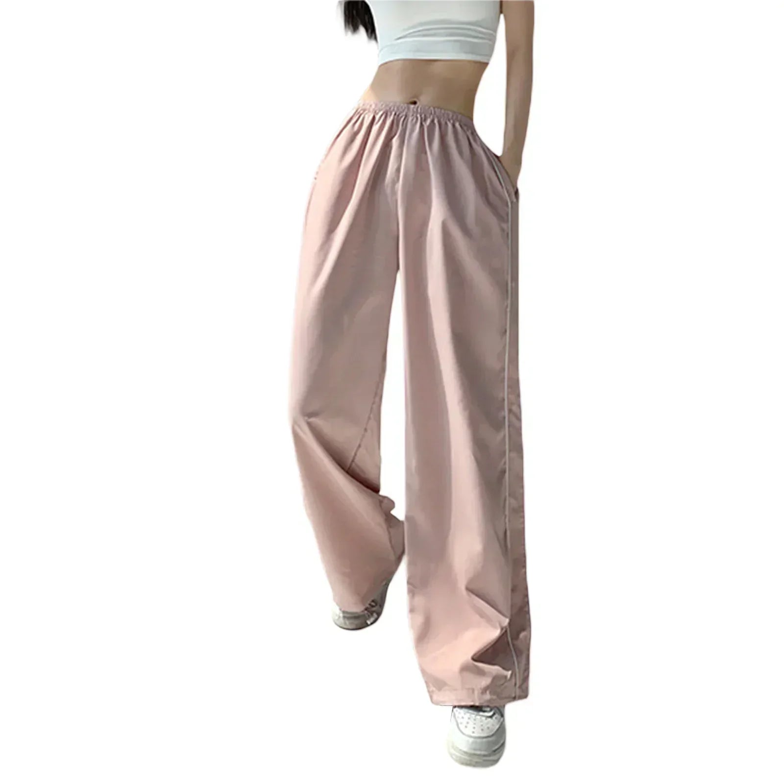 Valenzora | Women's Y2K Elastic Waist Cargo Pants Loose Solid Color Jogging Pants Tracksuit Bottoms with Pockets Streetwear