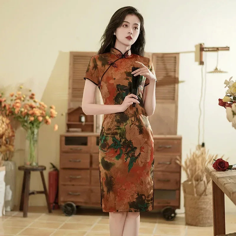 Valenzora | Cheongsam Qipao Mode Kleidung Lässig Elegant Ethnisch Vintage Kleid für Damen Streetwear Damenbekleidung Festlich Chinesisch