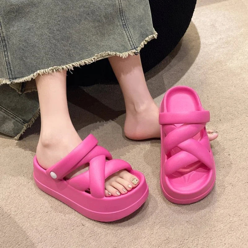 Valenzora | Platform Chunky Cross Strap Sandals