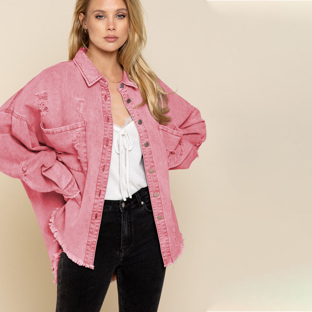 Valenzora Jeans-Overshirt | Trendiges Plus-Size-Hemd für Damen