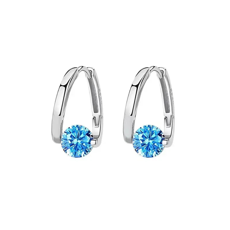 Valenzora | Sterling Silver Geometric Zircon Earrings