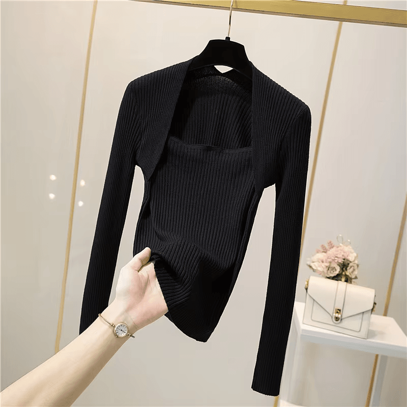 Valenzora | Weicher, warmer Strickpullover mit eckigem Kragen