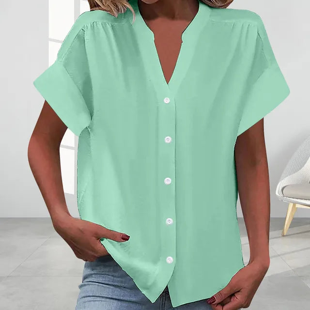 Valenzora | Casual V-neck top with short sleeves