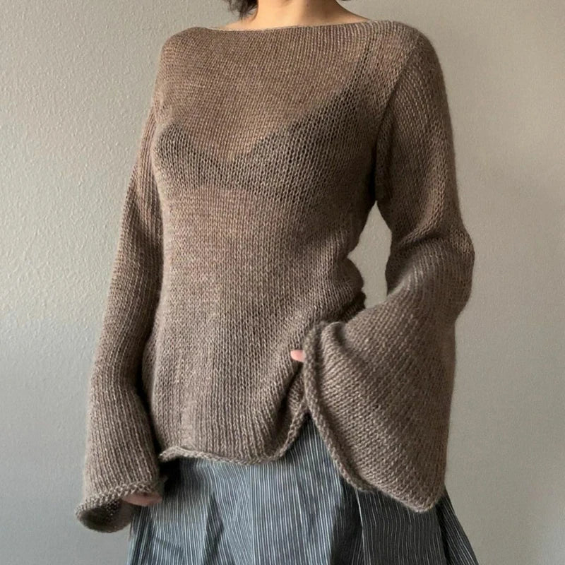 Valenzora | Locker sitzender Strickpullover mit Glockenärmeln