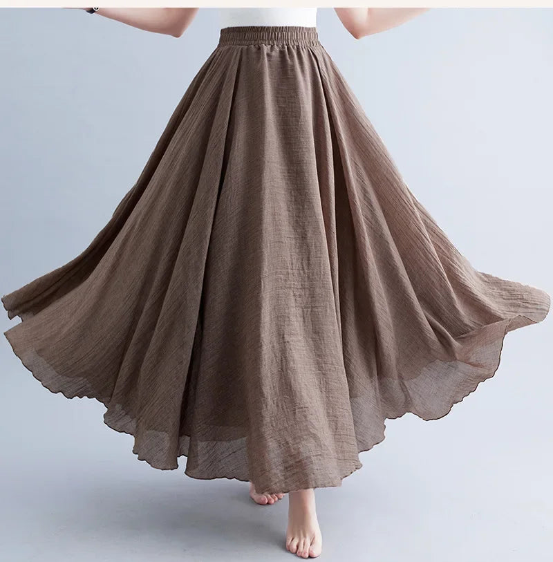 Valenzora | Fashion Cotton Linen Clothing Women's Skirts Maxi Y2K Elegant Beach Saia Ropa Mujer Casual Dress Boho Long Skirts Faldas Harajuku