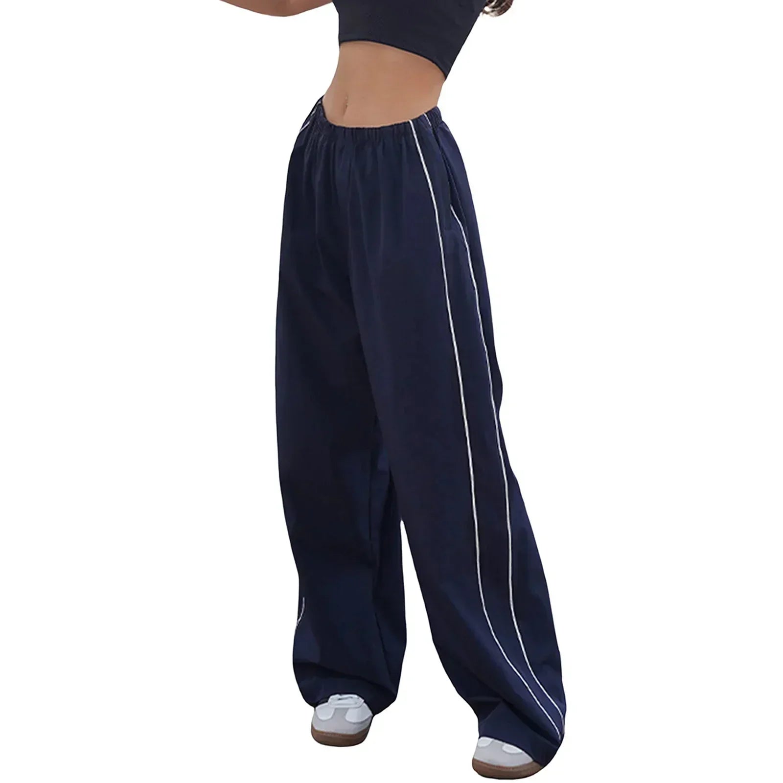 Valenzora | Women's Y2K Elastic Waist Cargo Pants Loose Solid Color Jogging Pants Tracksuit Bottoms with Pockets Streetwear