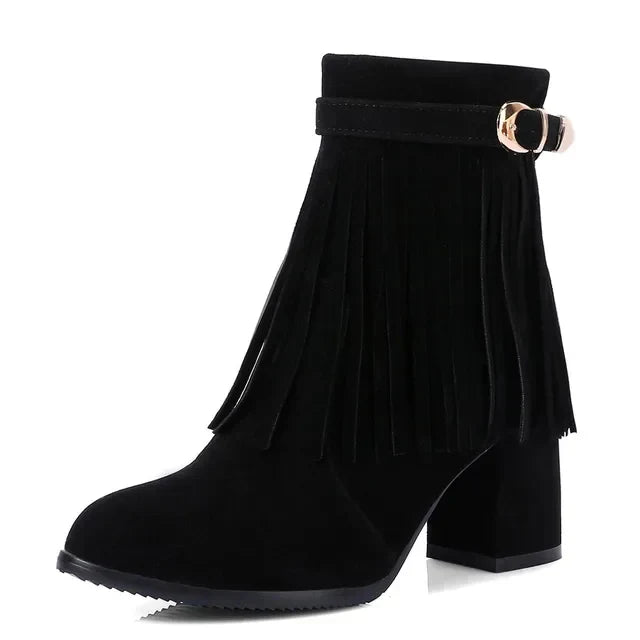 Valenzora | Cowboy ankle boots with fringe tassel