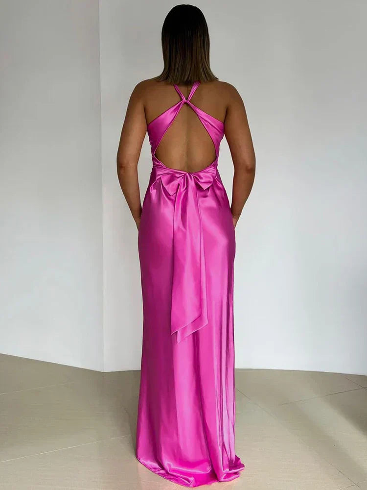 Valenzora | Bow Backless Evening Maxi Dress