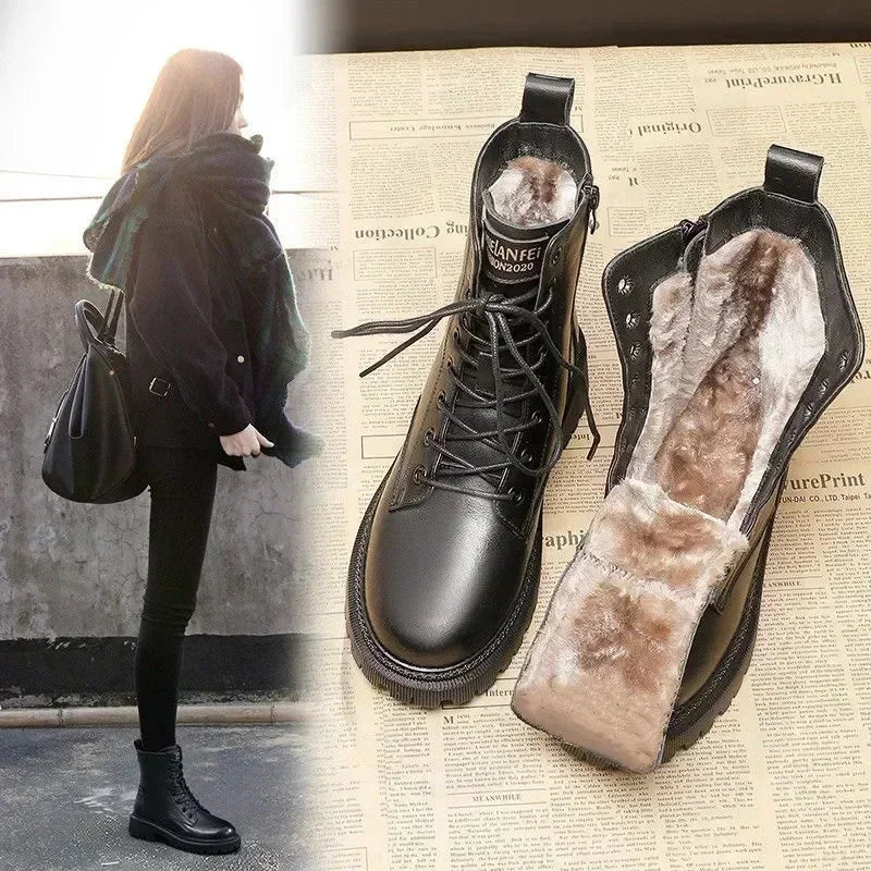 Valenzora - Warm platform lace-up boots for women