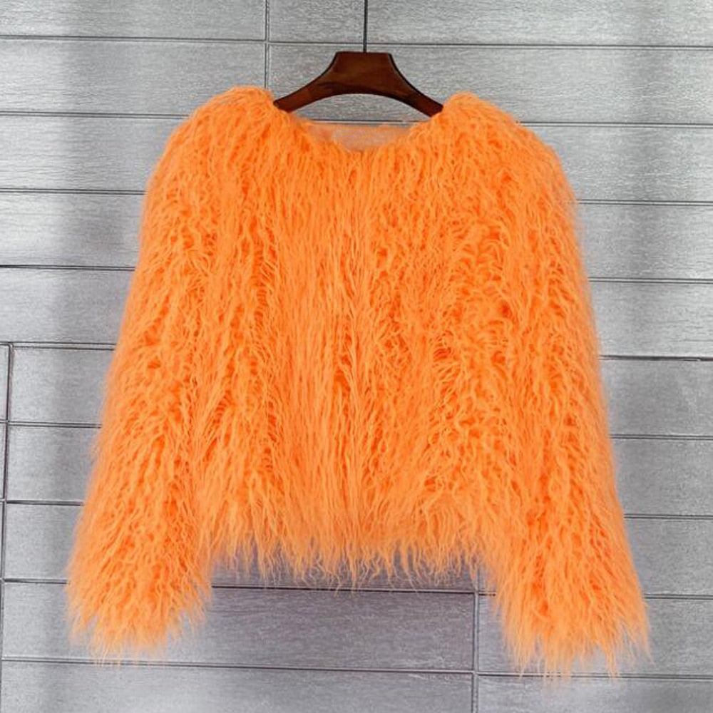 Valenzora coat for women, thick, warm faux fur coat