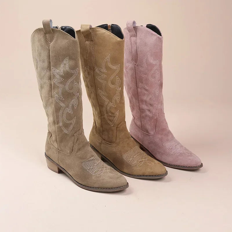 Valenzora | Knee-high cowboy boots Embroidery detail