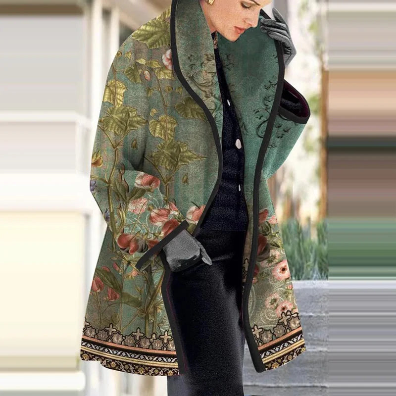 Valenzora - Women's floral jacquard kimono coat for elegant layering