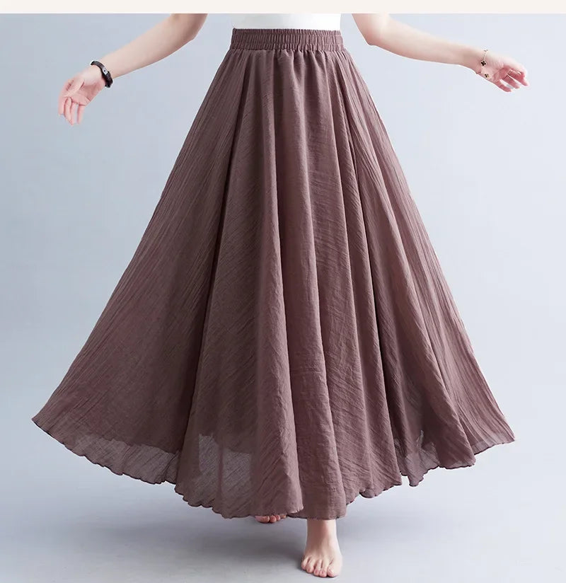 Valenzora | Fashion Cotton Linen Clothing Women's Skirts Maxi Y2K Elegant Beach Saia Ropa Mujer Casual Dress Boho Long Skirts Faldas Harajuku