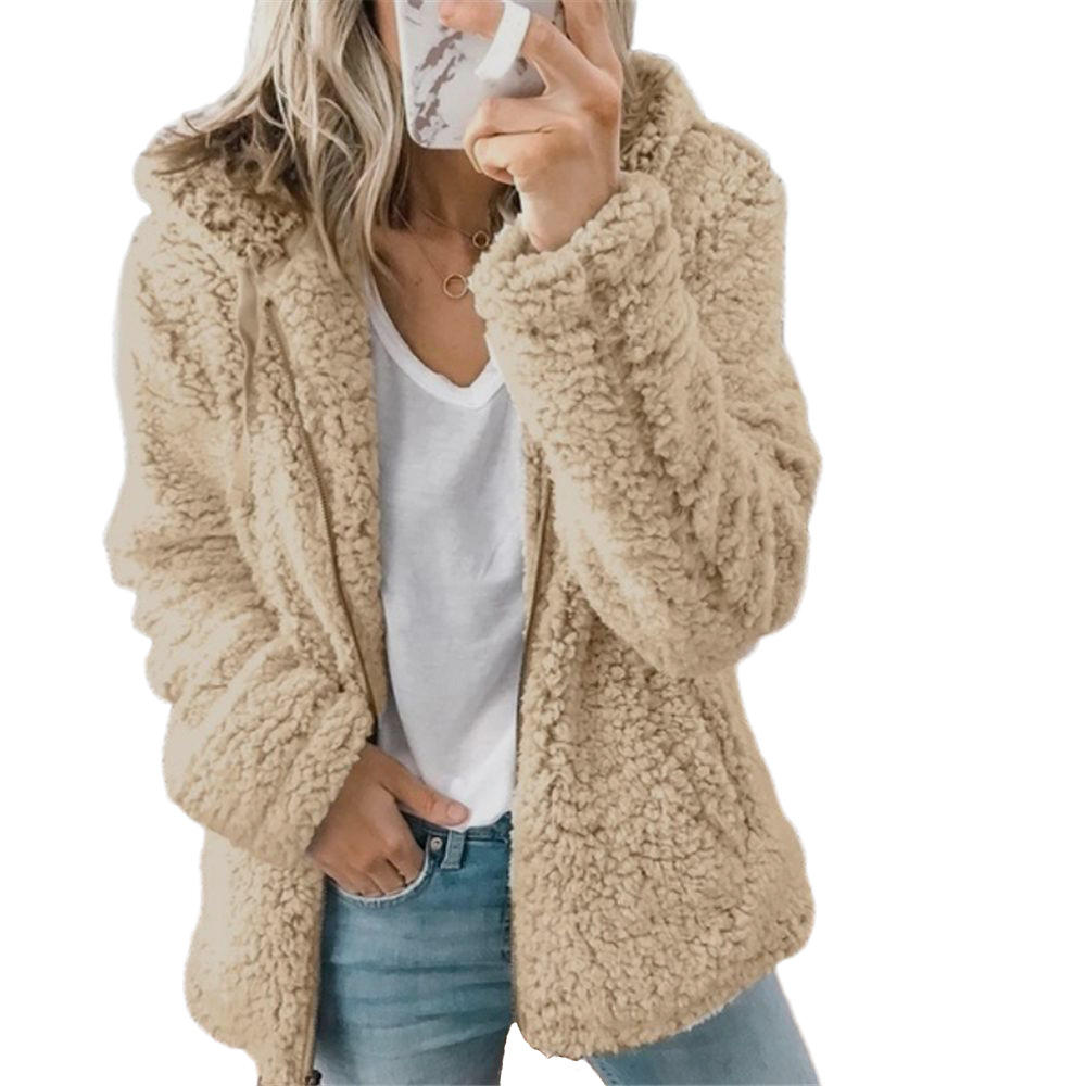 Valenzora Women's Fashion | Elegant Bear Teddy Fur Coat: Soft fleece coat with pockets and zipper