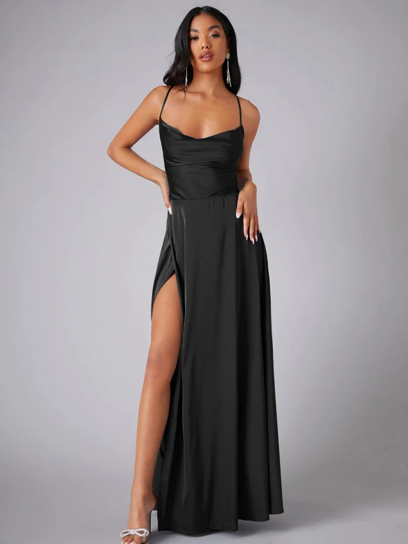 Valenzora | Silk maxi dress with braided back. Dress yourself for formal occasions. Lucette