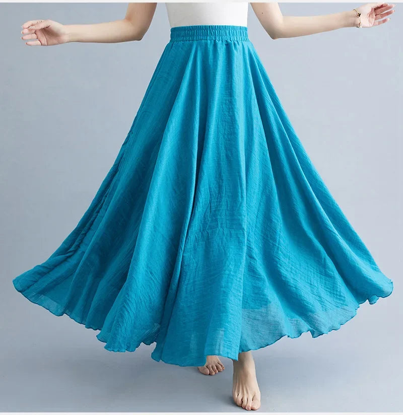 Valenzora | Fashion Cotton Linen Clothing Women's Skirts Maxi Y2K Elegant Beach Saia Ropa Mujer Casual Dress Boho Long Skirts Faldas Harajuku