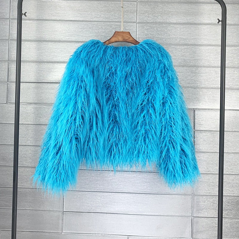 Valenzora coat for women, thick, warm faux fur coat