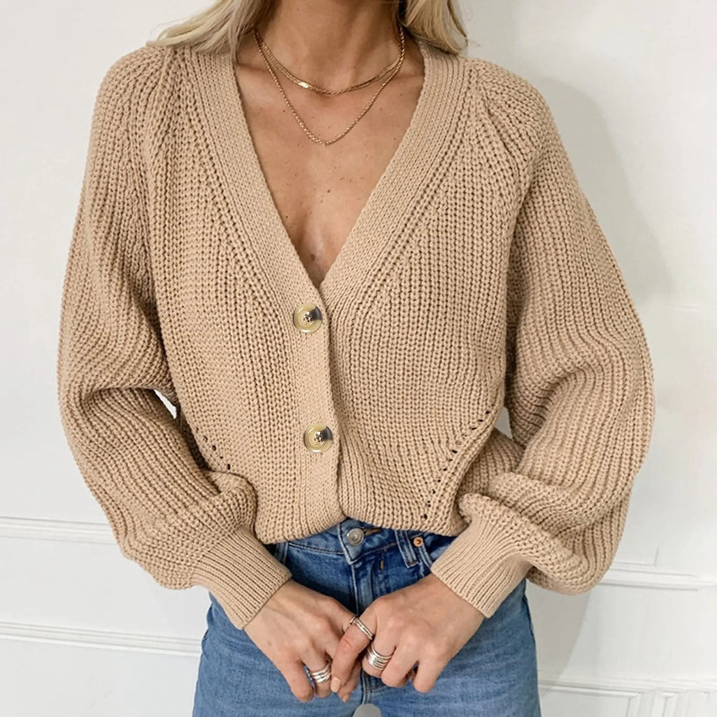 Valenzora | KNITTED CARDIGAN WITH V-NECK