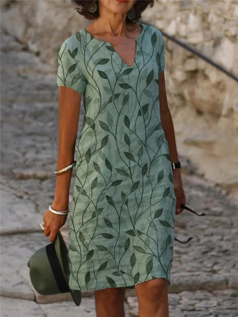 Valenzora | Vintage Floral V-Neck Long Dress