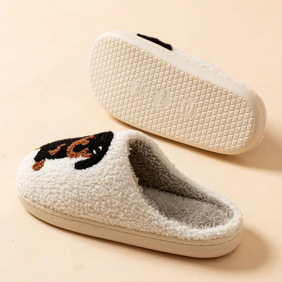 Valenzora | Women's Slippers Small Black Dog Soft Plush Slippers