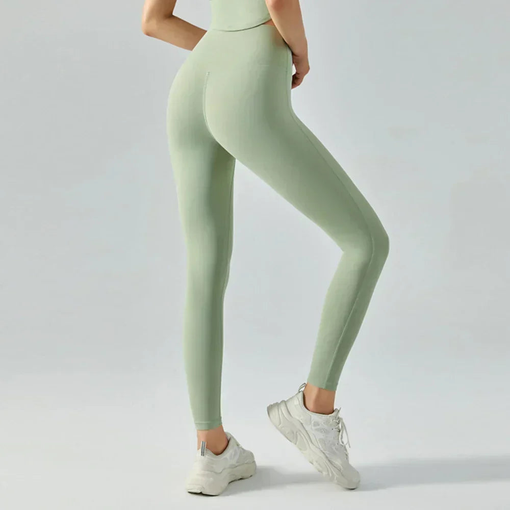 Valenzora | Emily Sportswear Naked High-Waisted Tight Yoga Pants Double-Sided Brushed Peach Butt-Lifting Running Sports Fitness Leggings