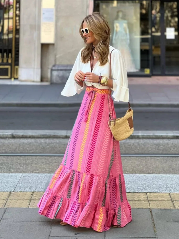 Printed A-line beach skirt
