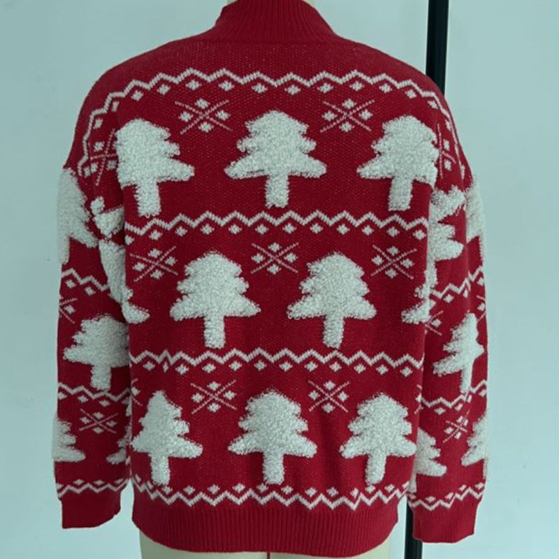 Valenzora - Hässlicher Weihnachtspullover - Strickpullover mit 3D-Weihnachtsbaum-Print