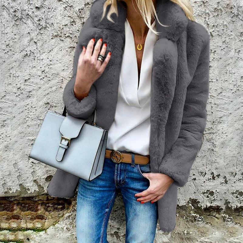 Fluffy winter coat for women
