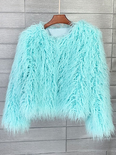 Women's thick warm faux fur coat