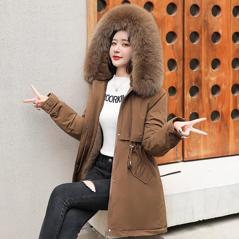 Valenzora | Lined winter jacket with detachable fur collar and hood