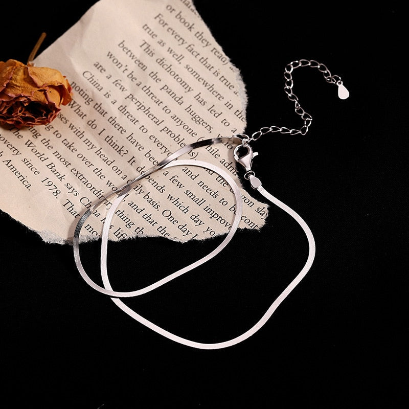 Valenzora Elegant Sterling Silver Snakebone Necklace | Women's Clavicle Chain Necklace