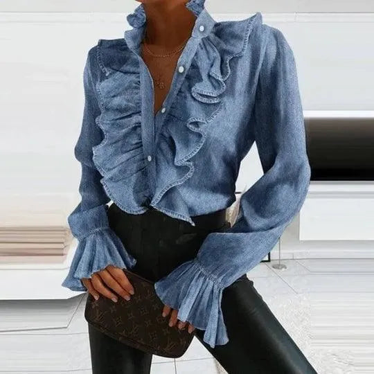 Valenzora | Blouse with ruffles and long sleeves.