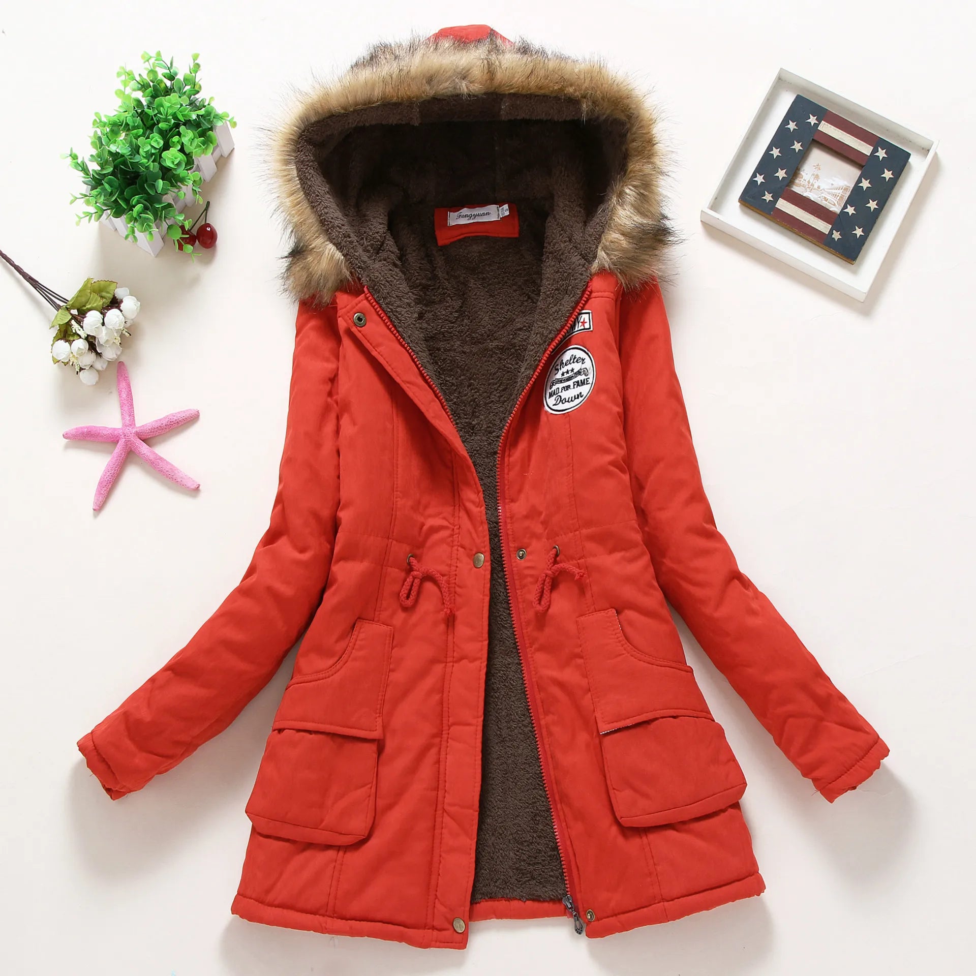 Valenzora | Fashionable winter jacket with faux fur trim