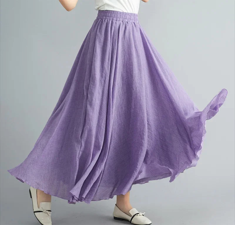 Valenzora | Fashion Cotton Linen Clothing Women's Skirts Maxi Y2K Elegant Beach Saia Ropa Mujer Casual Dress Boho Long Skirts Faldas Harajuku