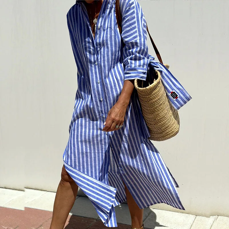 Valenzora | Elegant striped shirt dress