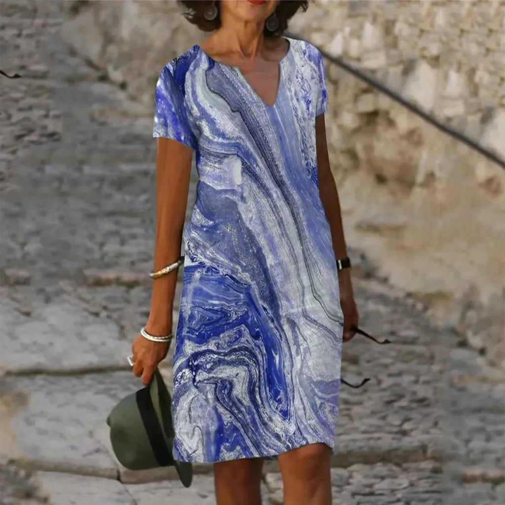 Valenzora | Vintage Floral V-Neck Long Dress
