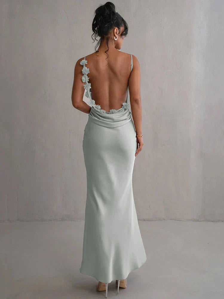 Valenzora | Satiniertes Blumenkleid im Stil