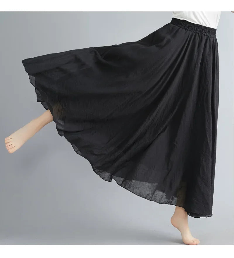 Valenzora | Fashion Cotton Linen Clothing Women's Skirts Maxi Y2K Elegant Beach Saia Ropa Mujer Casual Dress Boho Long Skirts Faldas Harajuku