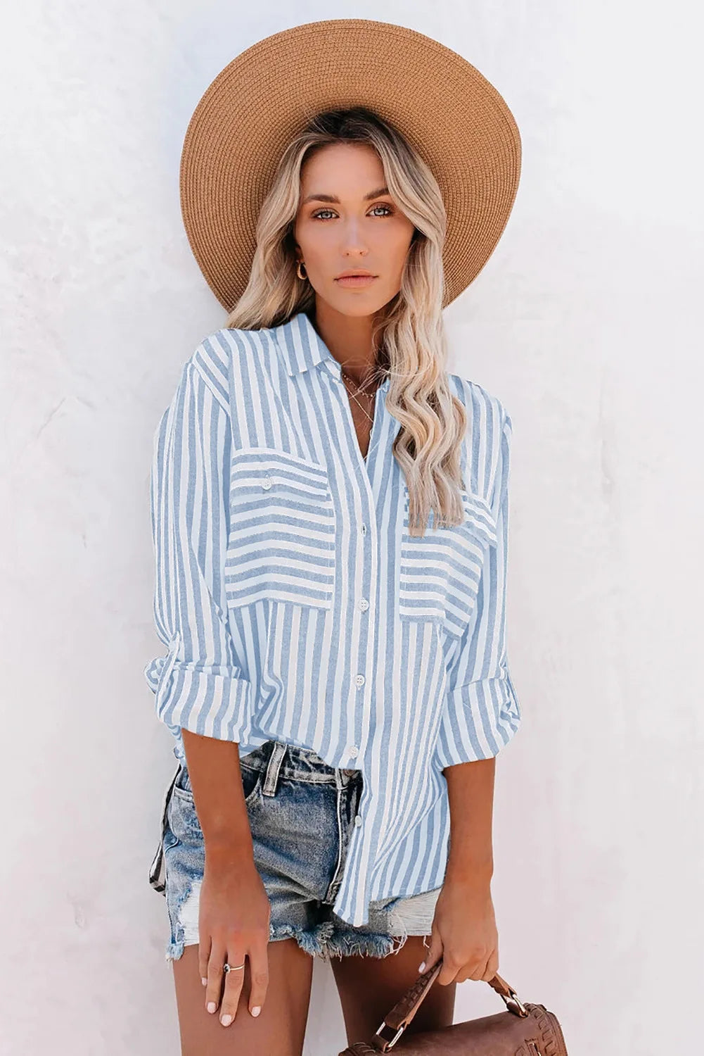 Valenzora | Klassisches gestreiftes Button-Down-Hemd für Damen