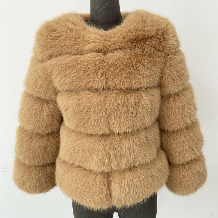 Valenzora Women's Coat | Cozy Faux Fur Coat: Stylish Mink Coat for Women