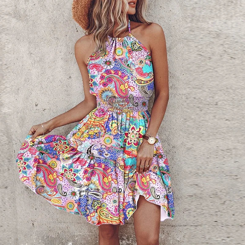 Valenzora | Stylish Summer Boho Halter Dress
