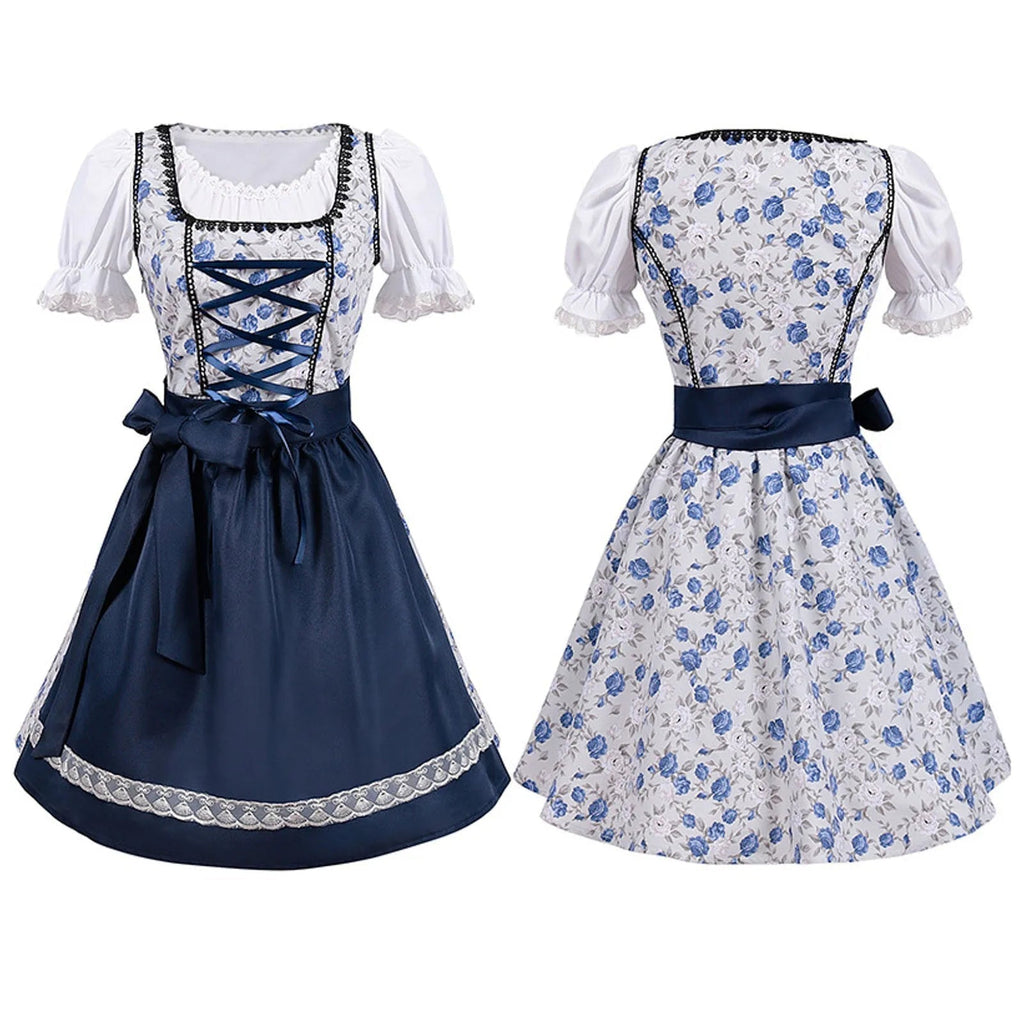 Valenzora | Short-sleeved lace Oktoberfest dress with apron