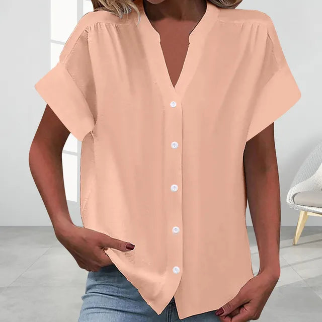Valenzora | Casual V-neck top with short sleeves