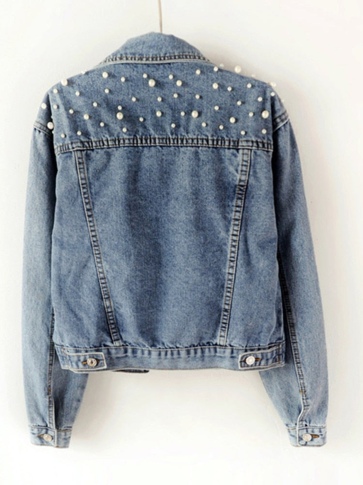Valenzora Exclusive Lina Denim Jacket | Denim favorite with stylish pearl embellishment
