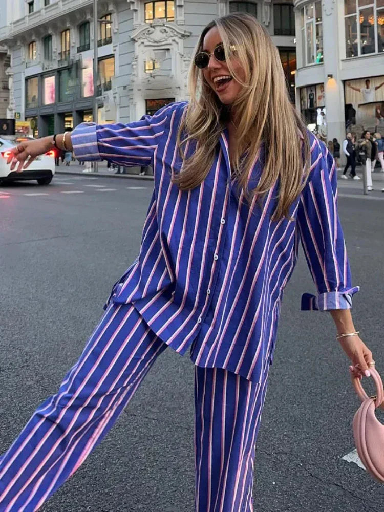 Valenzora | Gestreiftes Oversized-Set