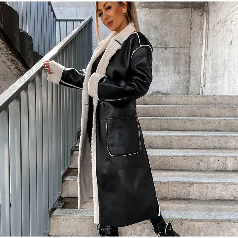 Valenzora - Lapel collar with pockets leather jacket