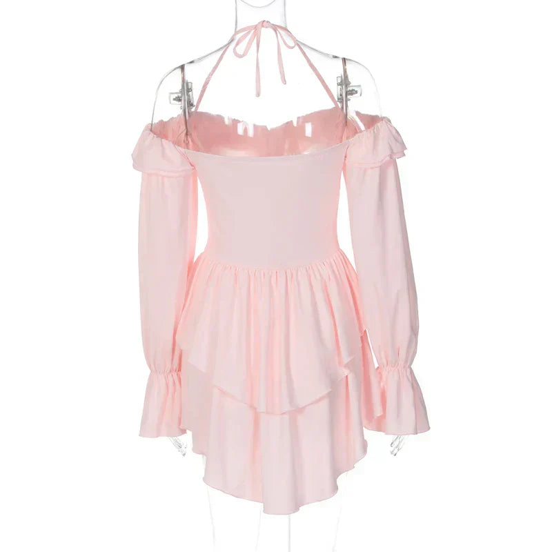 Valenzora | Romantic ruffled romper with exposed shoulders