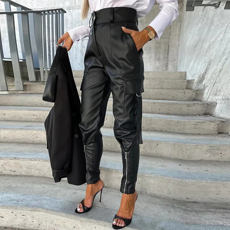 Valenzora | Modern vegan leather trousers with
