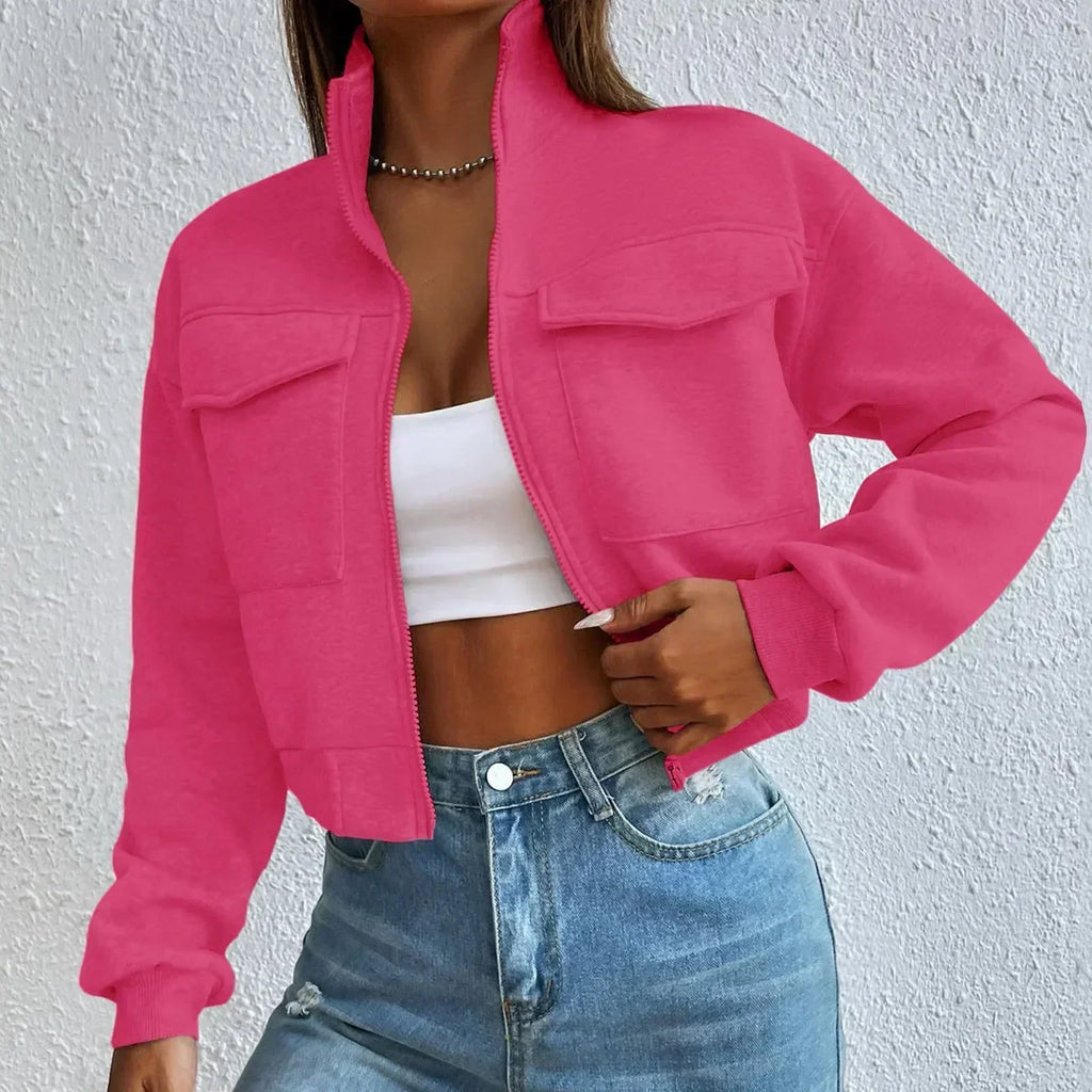 Valenzora | Bequeme, langärmlige, verkürzte Jacke mit Taschen